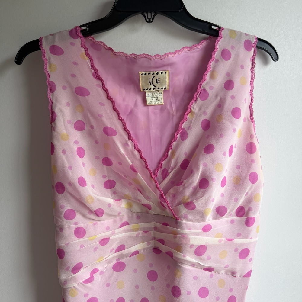 vintage pink polka dot silk slip dress y2k - Picture 10 of 12